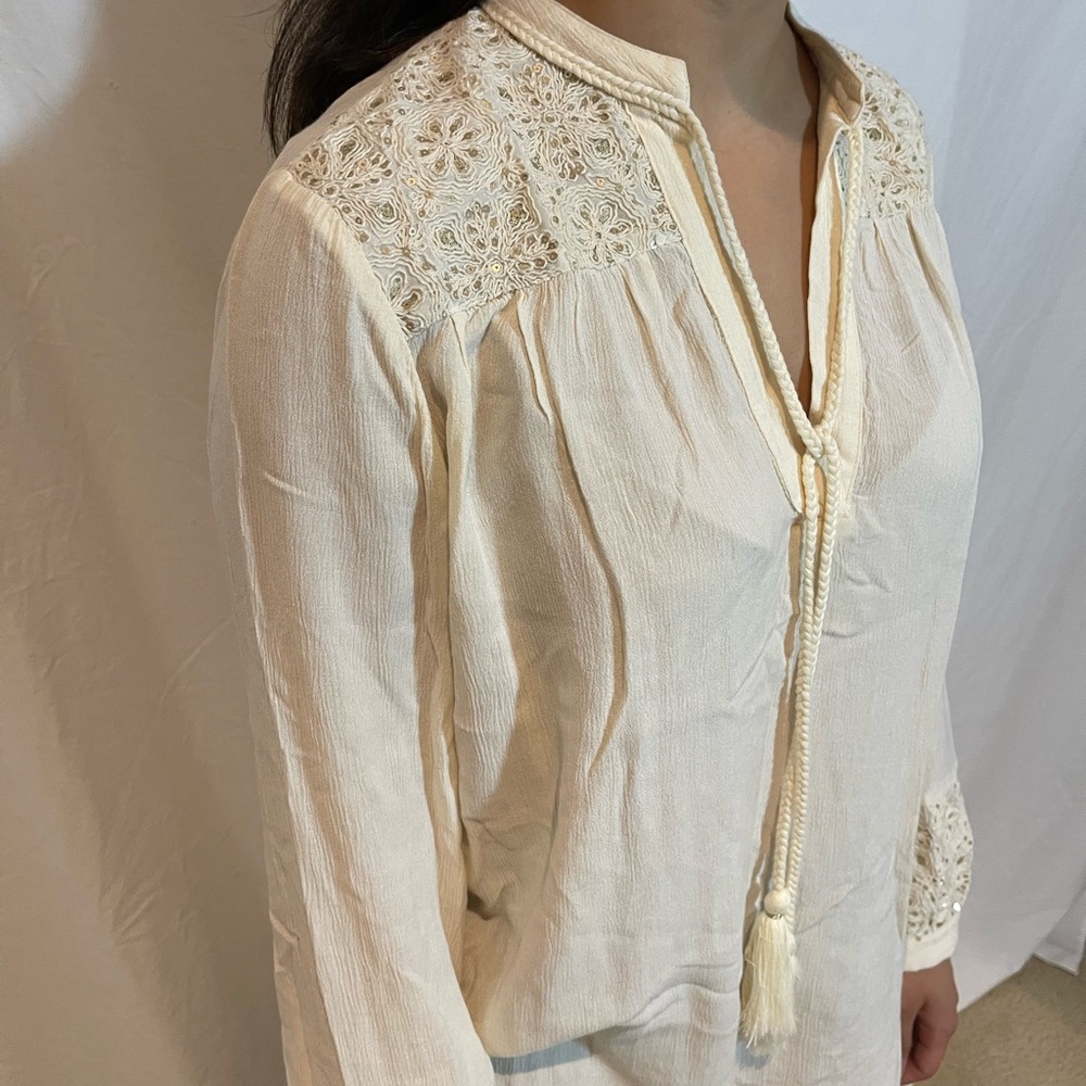 Massimo Dutti Gauze Boho V-neck Blouse